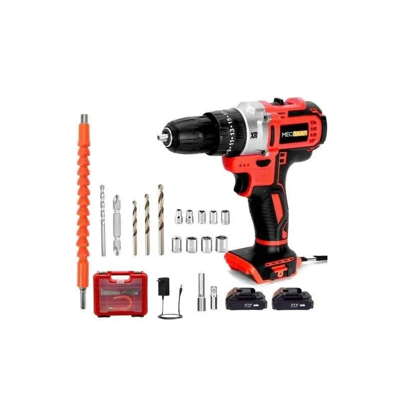 MECRAAF 25 Pcs 21V 38Nm 0-1350rpm Cordless Drill Machine Kit with 25+1 Torque Setting image-2