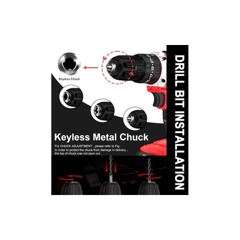 MECRAAF 25 Pcs 21V 38Nm 0-1350rpm Cordless Drill Machine Kit with 25+1 Torque Setting image-7