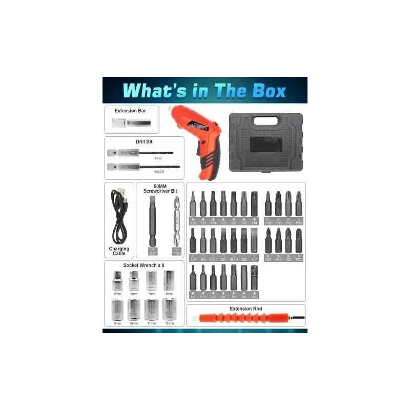 MECRAAF 41 Pcs 4.2V 1800mAh Cordless Electric Screwdriver Set 631-1 image-6