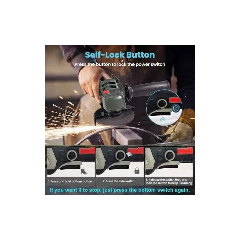 MECRAAF 10000rpm Cordless Angle Grinder with 2 Pcs 21V 6Ah Batteries & Fast Charger image-4