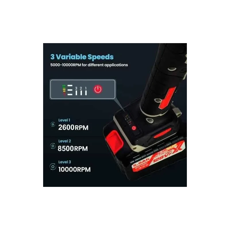 MECRAAF 10000rpm Cordless Angle Grinder with 2 Pcs 21V 6Ah Batteries & Fast Charger image-5