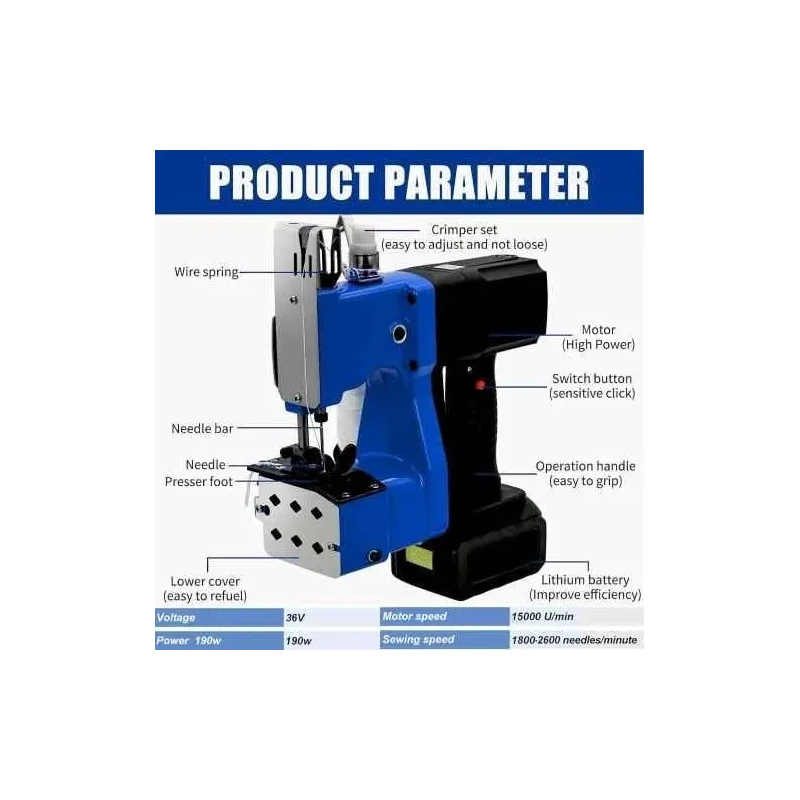 MECRAAF 190W 1500U/min Double Thread Bag Closing Machine GK9-700D image-3