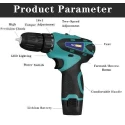 MECRAAF 12V 1.5Ah 10mm Green Cordless Drill with LED Work Light image-2