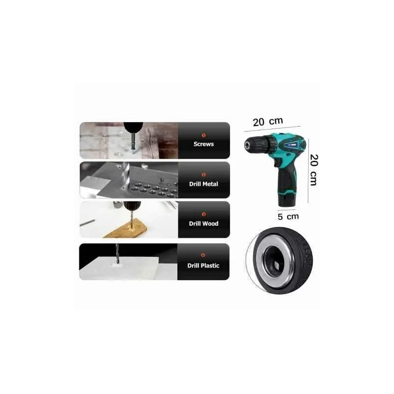 MECRAAF 12V 1.5Ah 10mm Green Cordless Drill with LED Work Light image-4