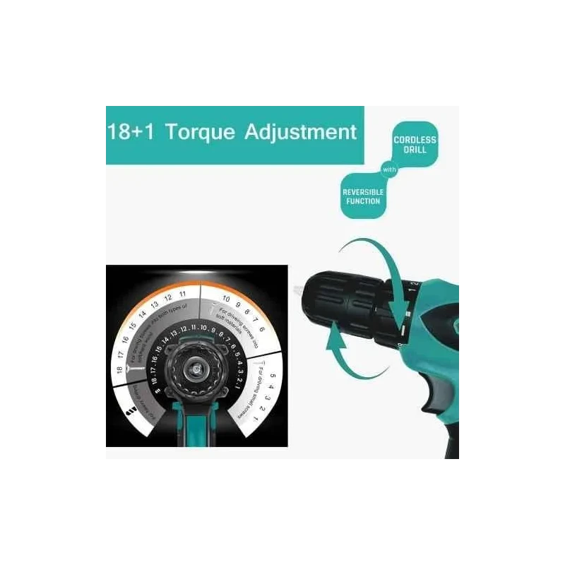 MECRAAF 12V 1.5Ah 10mm Green Cordless Drill with LED Work Light image-7