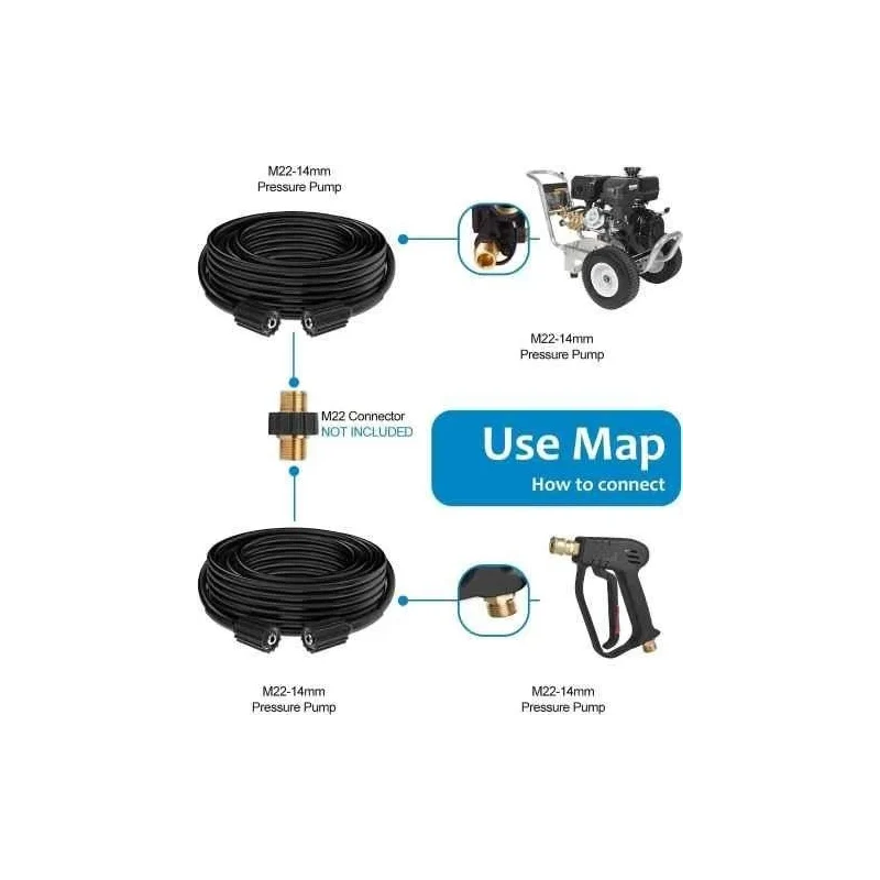 MECRAAF 15m 160Bar Heavy Duty PVC Aluminium & Rubber High Pressure Washer Hose Pipe image-2