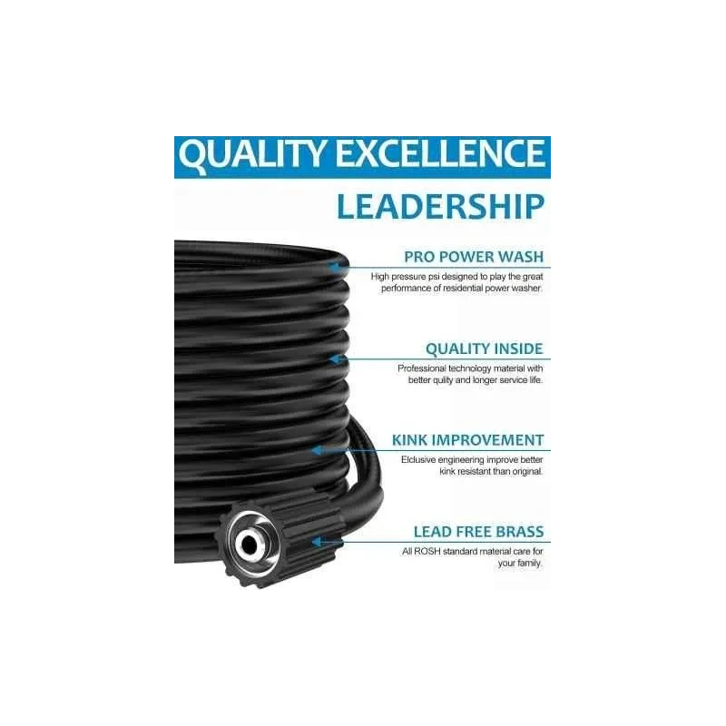 MECRAAF 15m 160Bar Heavy Duty PVC Aluminium & Rubber High Pressure Washer Hose Pipe image-5