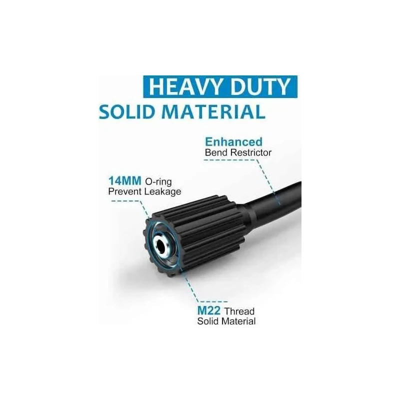 MECRAAF 15m 160Bar Heavy Duty PVC Aluminium & Rubber High Pressure Washer Hose Pipe image-7