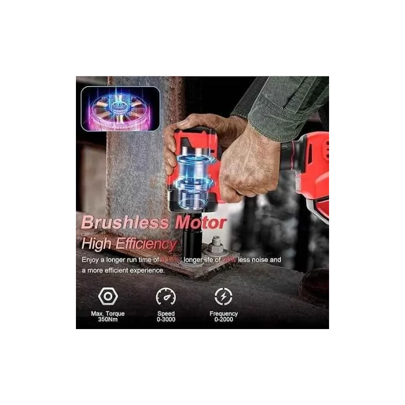 MECRAAF 21V Red Cordless Impact Wrench with LED Work Light image-1