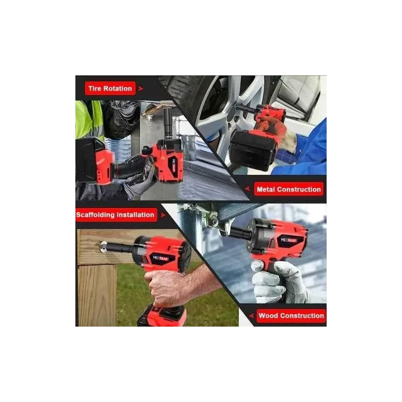 MECRAAF 21V Red Cordless Impact Wrench with LED Work Light image-6