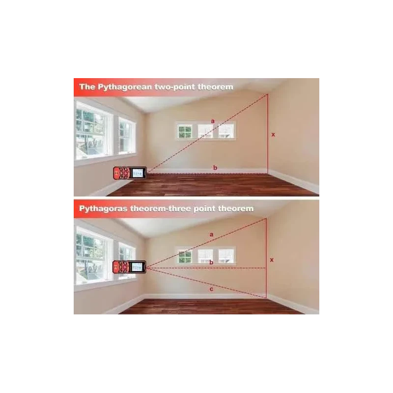 MECRAAF 0.05-40m Laser Distance Measuring Meter Tape with Backlit LCD & Pythagorean Mode image-2