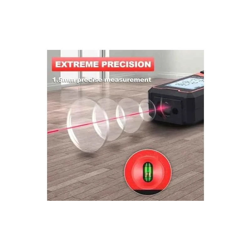 MECRAAF 0.05-40m Laser Distance Measuring Meter Tape with Backlit LCD & Pythagorean Mode image-3