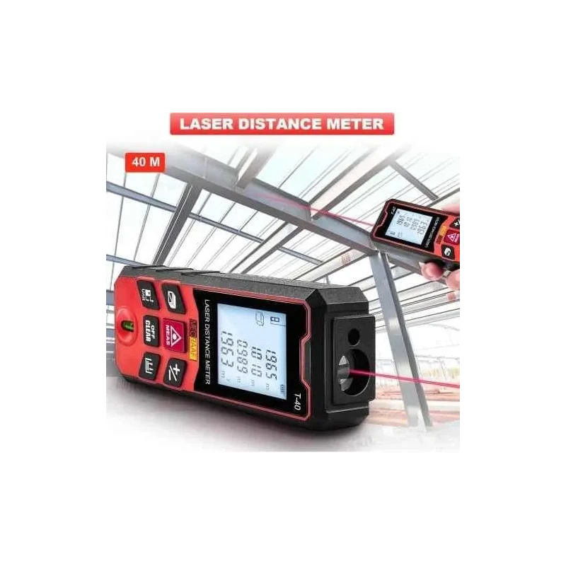 MECRAAF 0.05-40m Laser Distance Measuring Meter Tape with Backlit LCD & Pythagorean Mode image-7