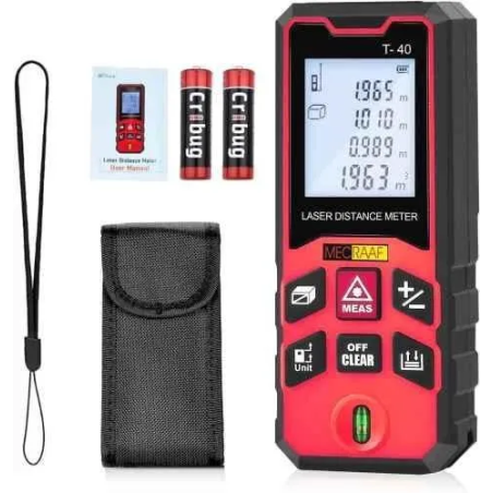 MECRAAF 0.05-40m Laser Distance Measuring Meter Tape with Backlit LCD & Pythagorean Mode image-8