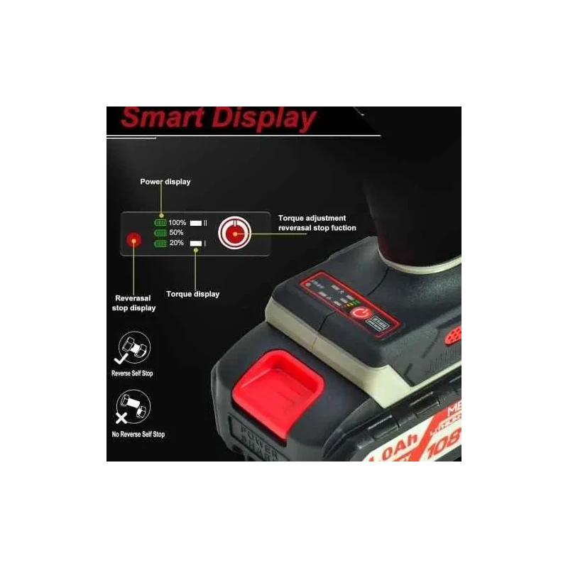 MECRAAF 21V 4Ah Grey Cordless Impact Wrench with LED Work Light image-2