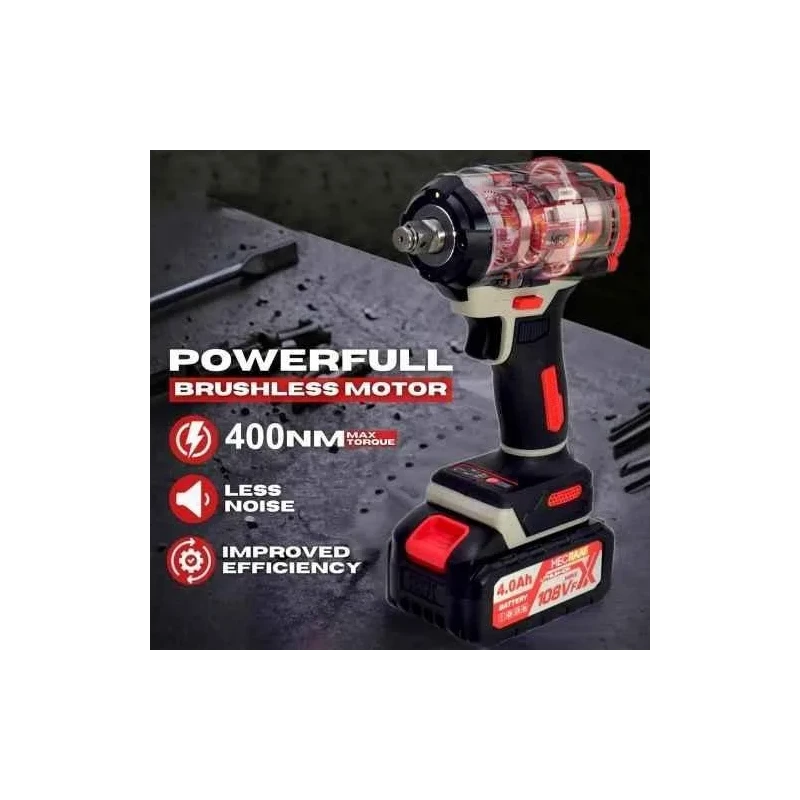 MECRAAF 21V 4Ah Grey Cordless Impact Wrench with LED Work Light image-3