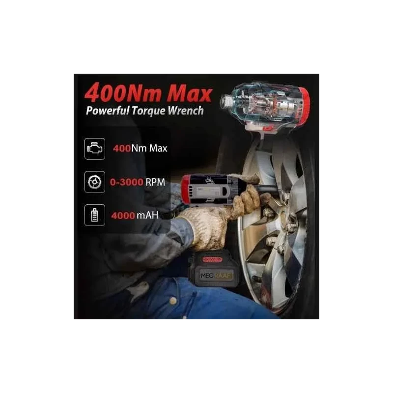 MECRAAF 21V 4Ah Grey Cordless Impact Wrench with LED Work Light image-5