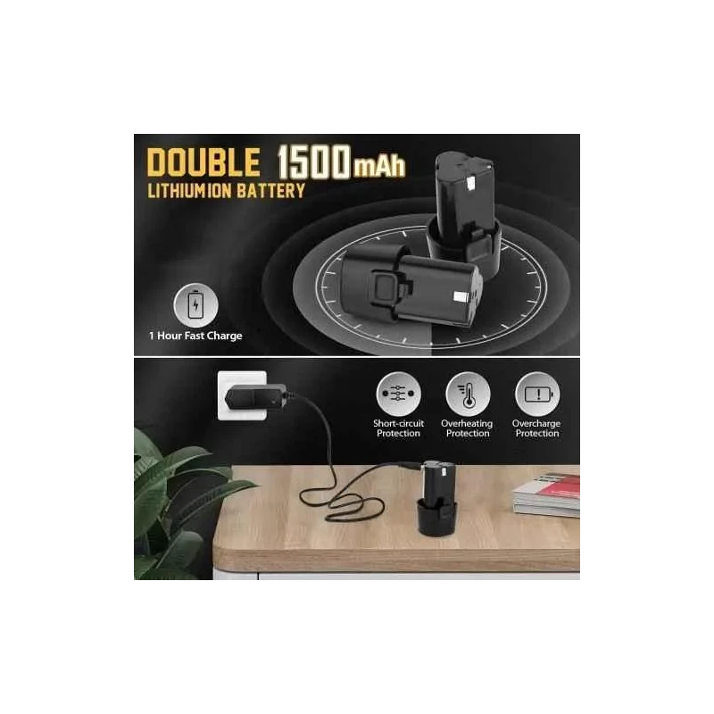 MECRAAF 12V 1300rpm Cordless Screwdriver with Reversible Switch & Multi Torque Clutch MC-1210 image-8