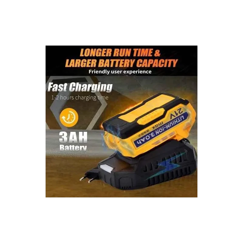 MECRAAF 21V 3Ah Yellow Cordless Impact Wrench with LED Work Light image-4