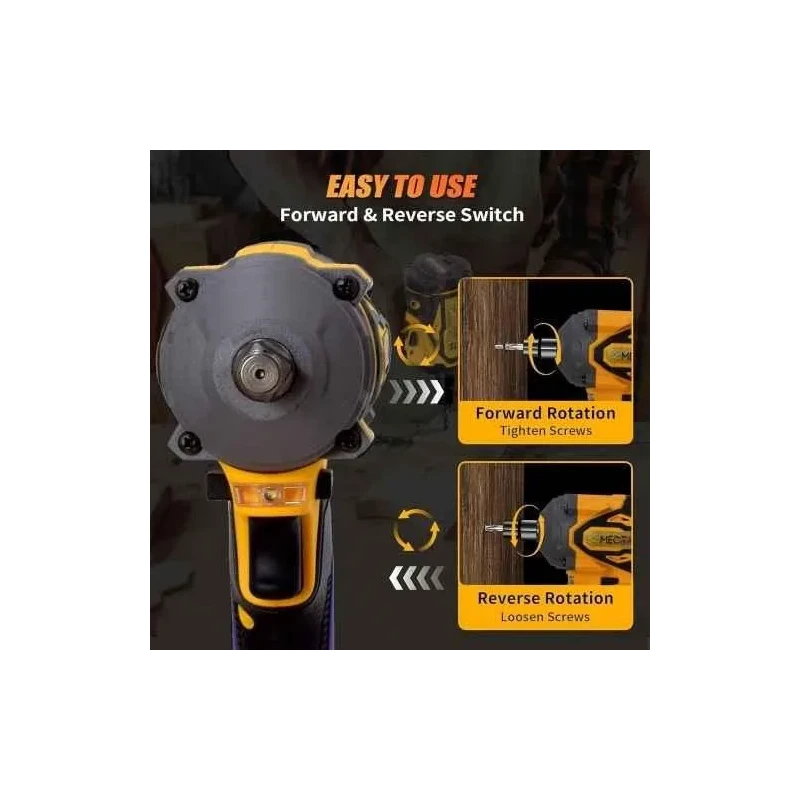 MECRAAF 21V 3Ah Yellow Cordless Impact Wrench with LED Work Light image-5