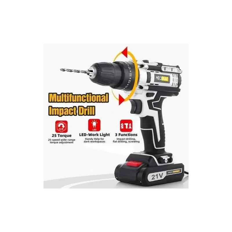 MECRAAF 21V 1.5Ah 0.8-10mm Grey Cordless Drill with LED Work Light image-4