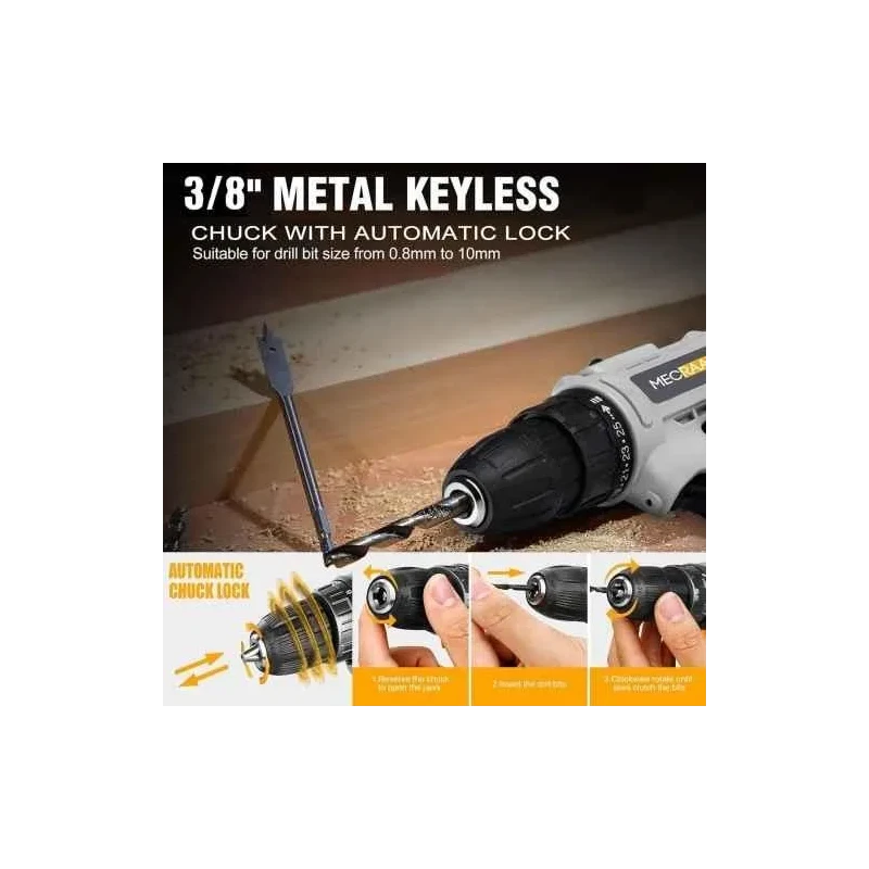 MECRAAF 21V 1.5Ah 0.8-10mm Grey Cordless Drill with LED Work Light image-8