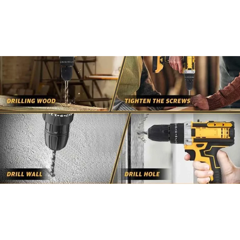 MECRAAF 21V 1.5Ah 10mm Yellow Cordless Drill with LED Work Light image-2