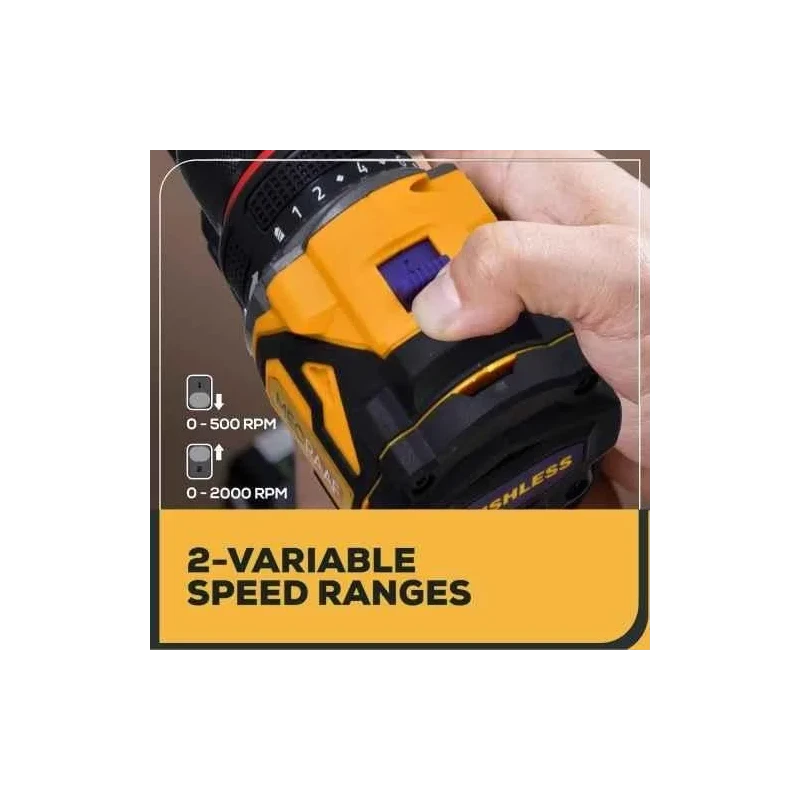 MECRAAF 21V 1.5Ah 10mm Yellow Cordless Drill with LED Work Light image-8