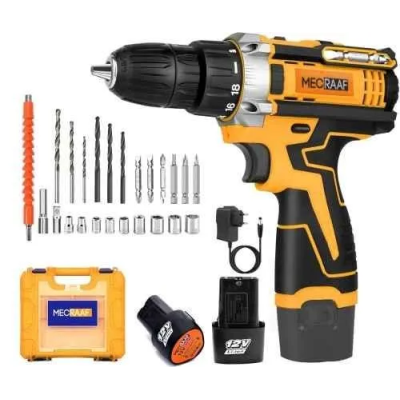 MECRAAF 12V 1.5Ah 10mm Yellow Cordless Drill with LED Work Light image-7