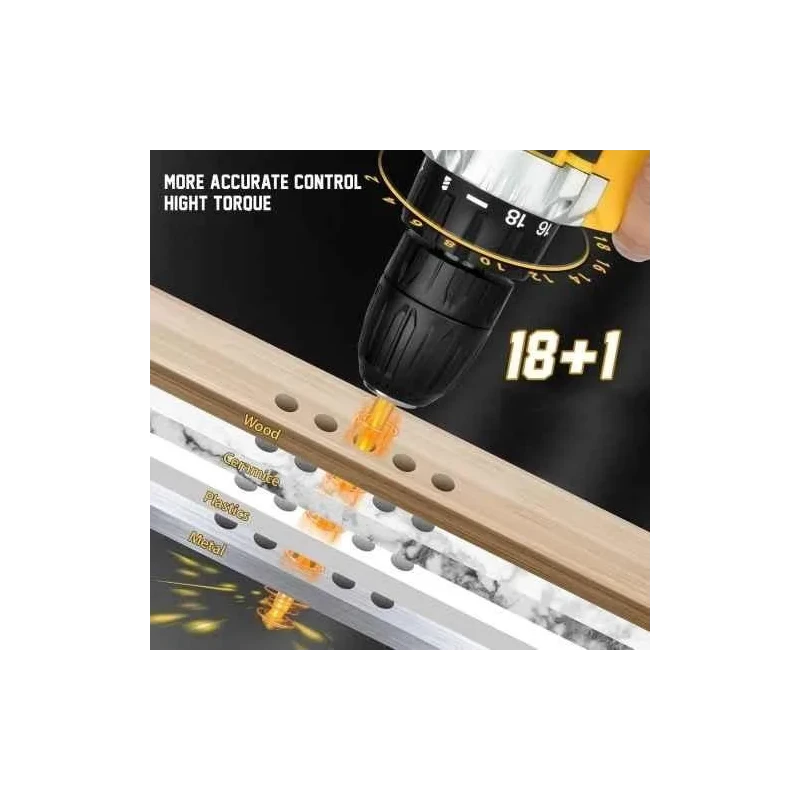 MECRAAF 12V 1.5Ah 10mm Yellow Cordless Drill with LED Work Light image-8