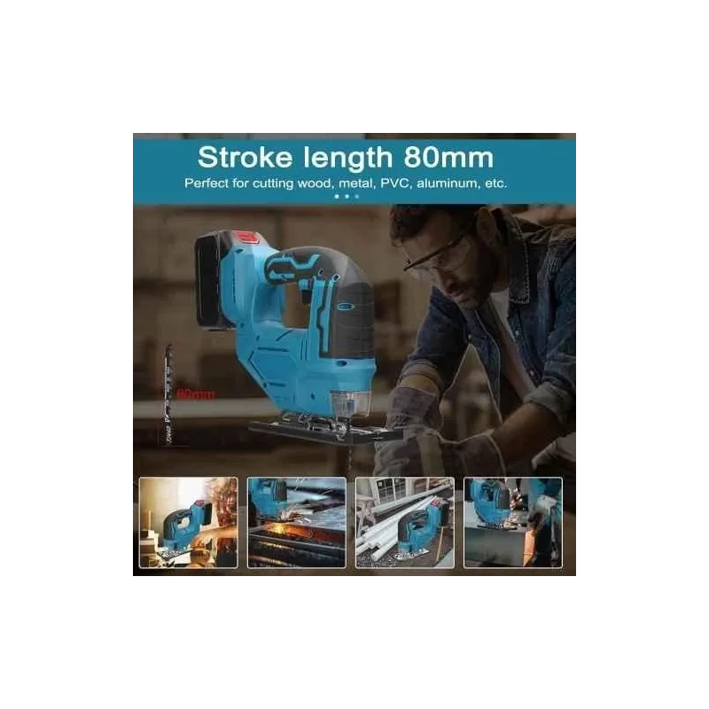 MECRAAF 21V 2700rpm Cordless Jig Saw Machine for Cutting Wood Metal & Plastic image-1