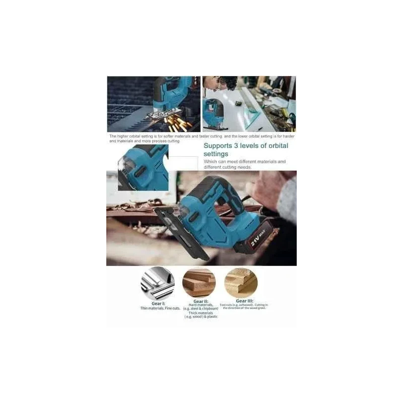MECRAAF 21V 2700rpm Cordless Jig Saw Machine for Cutting Wood Metal & Plastic image-2