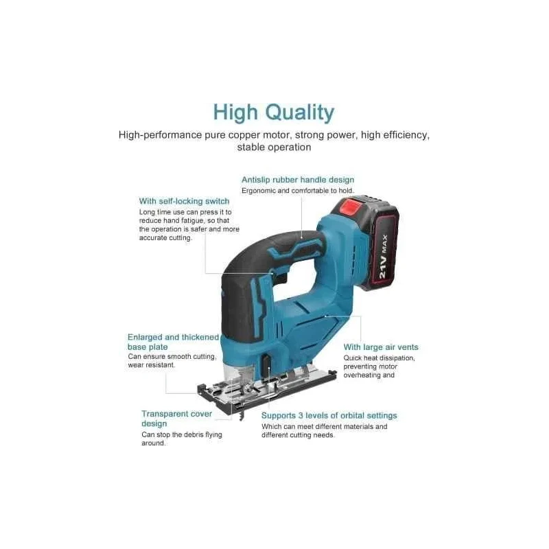 MECRAAF 21V 2700rpm Cordless Jig Saw Machine for Cutting Wood Metal & Plastic image-5