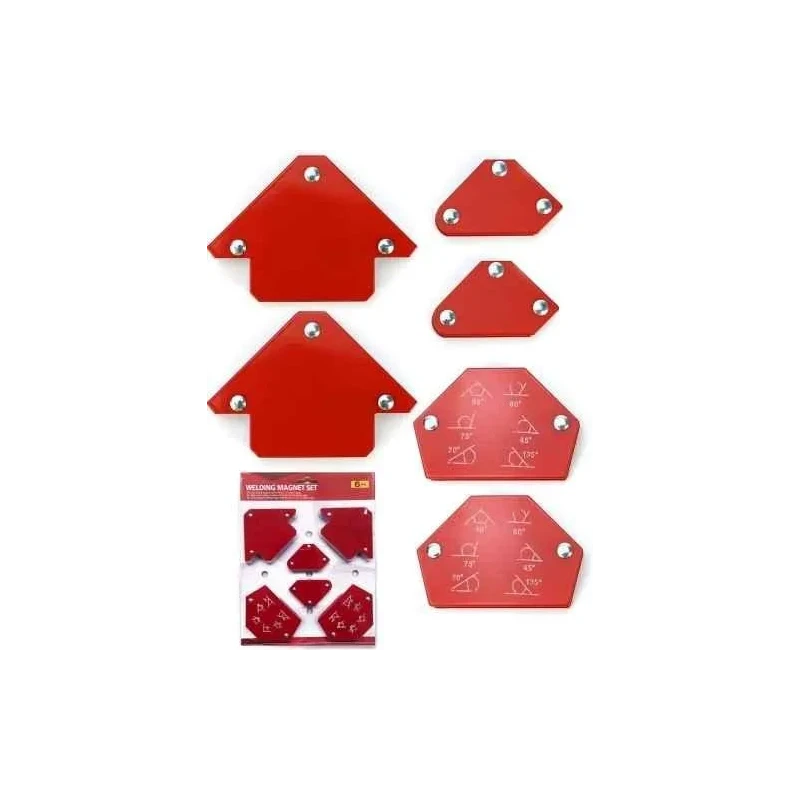 MECRAAF 6 Pcs Multi Angle Red Welding Magnets Set image-1