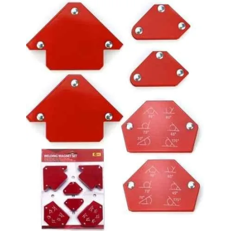 MECRAAF 6 Pcs Multi Angle Red Welding Magnets Set image-1