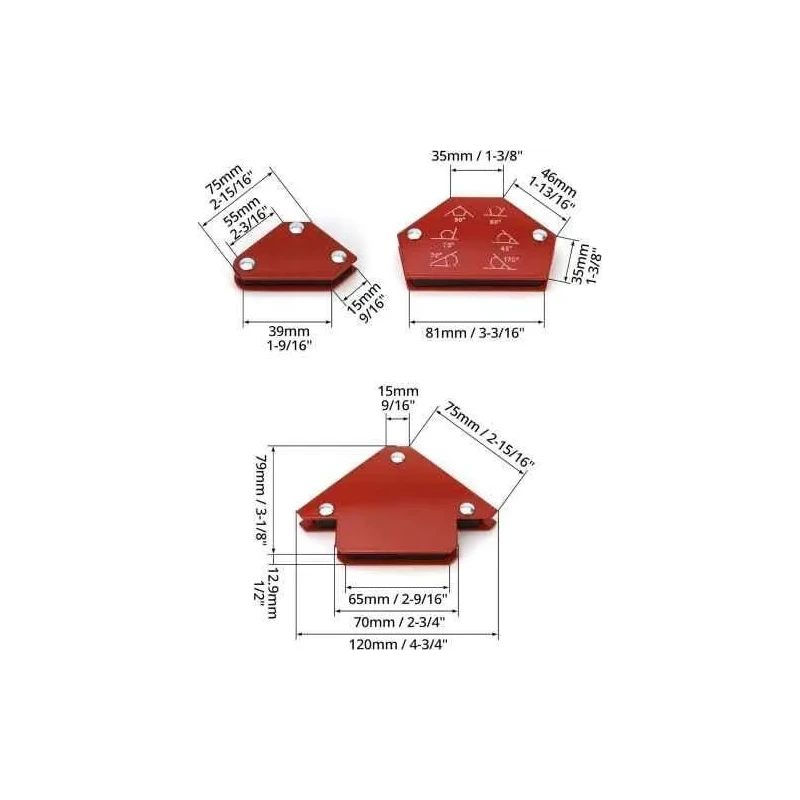 MECRAAF 6 Pcs Multi Angle Red Welding Magnets Set image-4