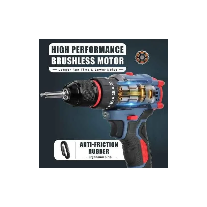 MECRAAF 21V 48Vf 10mm Blue Cordless Drill with LED Work Light image-2