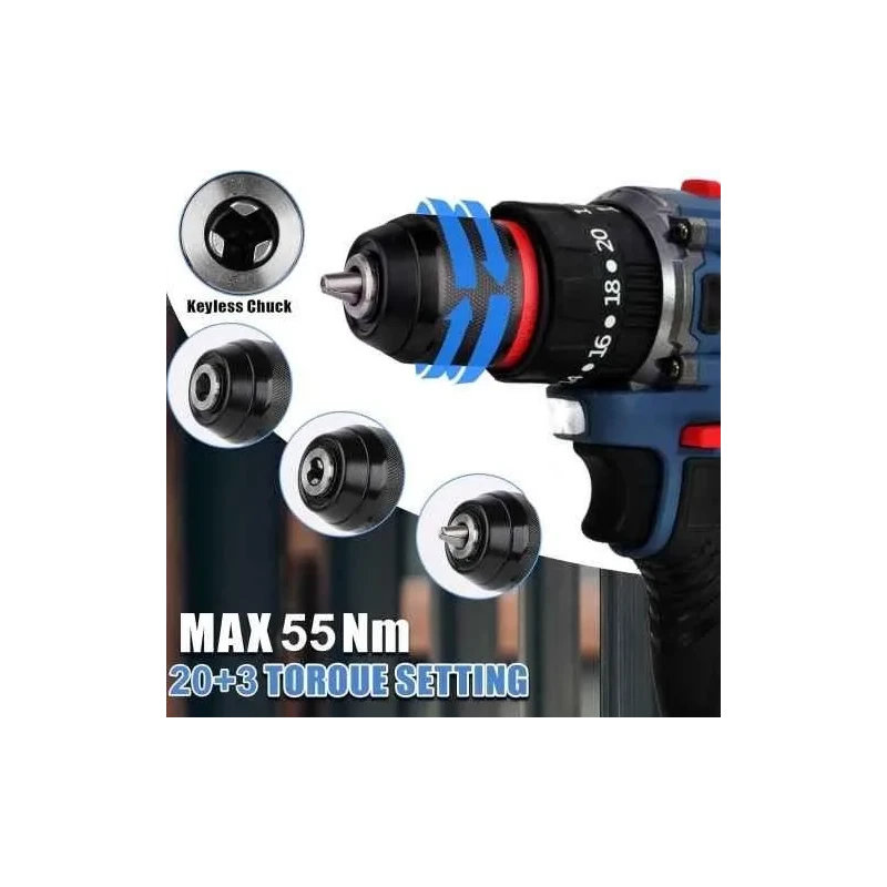 MECRAAF 21V 48Vf 10mm Blue Cordless Drill with LED Work Light image-3