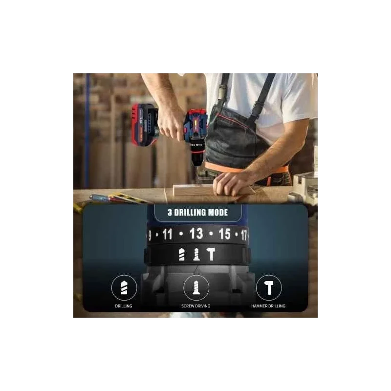 MECRAAF 21V 48Vf 10mm Blue Cordless Drill with LED Work Light image-5