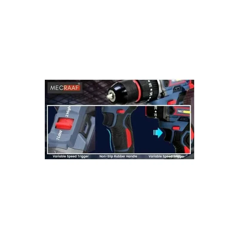 MECRAAF 21V 48Vf 10mm Blue Cordless Drill with LED Work Light image-9