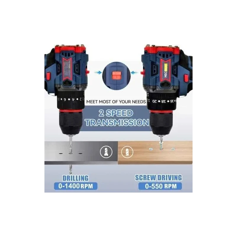 MECRAAF 21V 48Vf 10mm Blue Cordless Drill with LED Work Light image-11