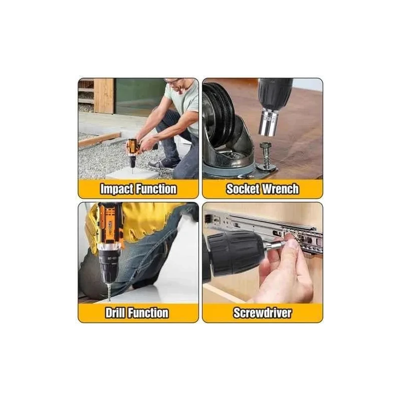 MECRAAF 12V 1.5Ah 10mm Yellow Cordless Drill with LED Work Light image-3