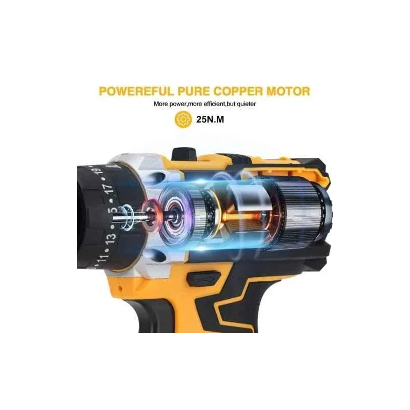 MECRAAF 12V 1.5Ah 10mm Yellow Cordless Drill with LED Work Light image-6