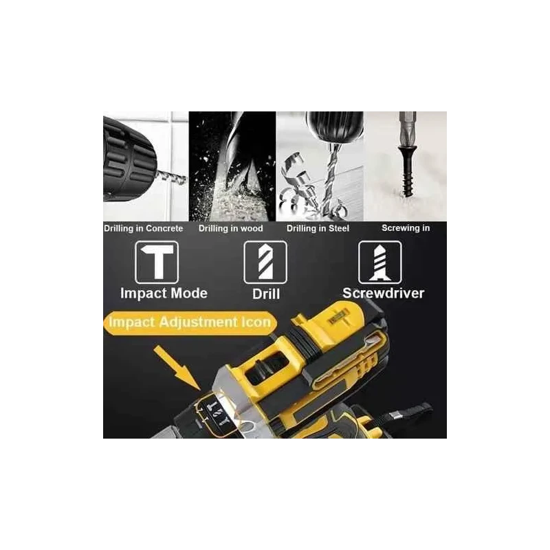 MECRAAF 12V 1.5Ah 10mm Yellow Cordless Drill with LED Work Light image-7