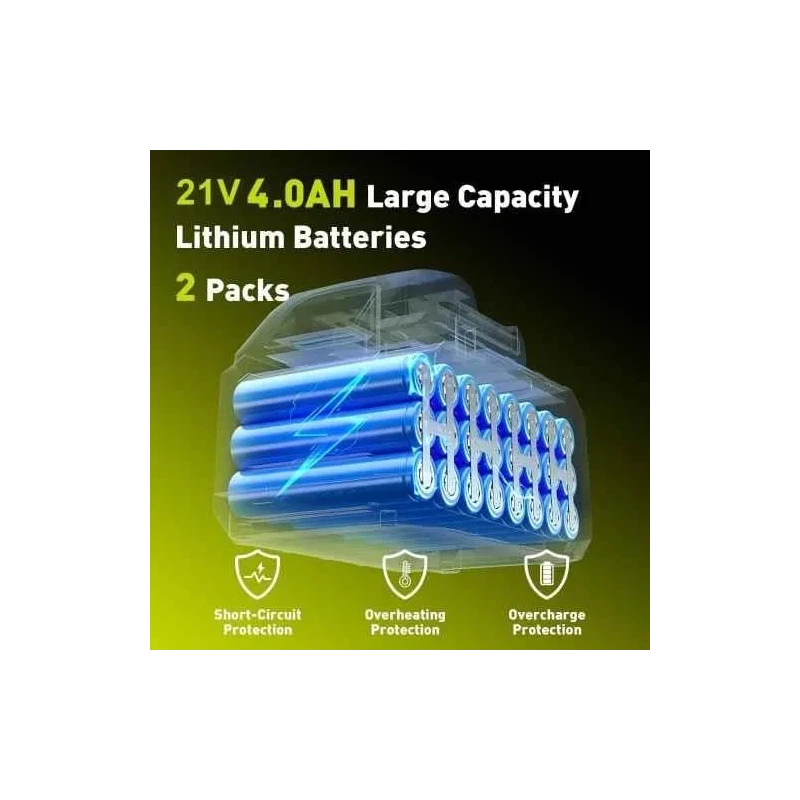 MECRAAF 21V 4Ah 2400rpm Cordless Leaf Blower with 2 Pcs Battery & Charger image-8