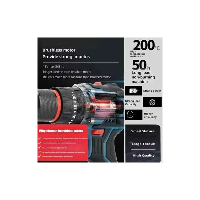 MECRAAF 18V 2Ah 10mm Blue & Red Cordless Drill with LED Work Light MC-18 image-2