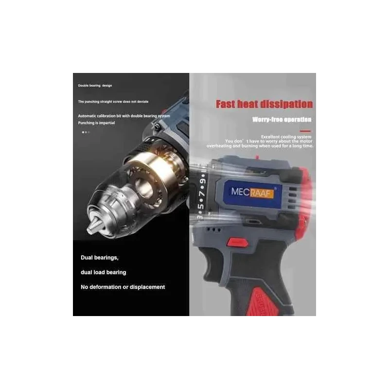 MECRAAF 18V 2Ah 10mm Blue & Red Cordless Drill with LED Work Light MC-18 image-3