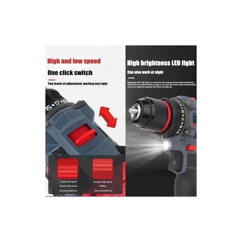 MECRAAF 18V 2Ah 10mm Blue & Red Cordless Drill with LED Work Light MC-18 image-5