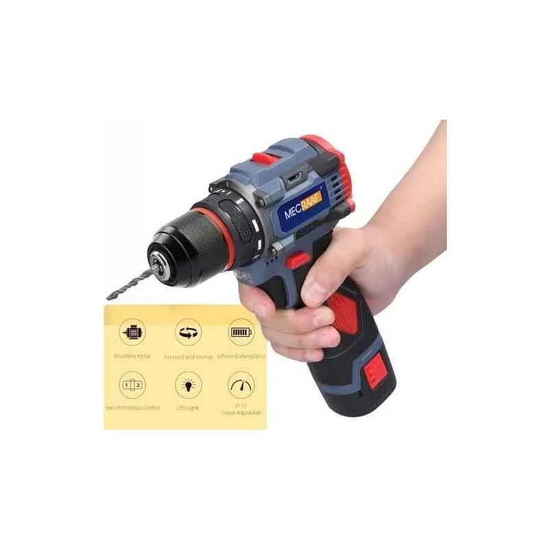 MECRAAF 18V 2Ah 10mm Blue & Red Cordless Drill with LED Work Light MC-18 image-6