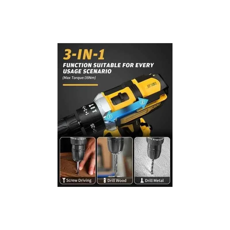 MECRAAF 21V 1.5Ah 10mm Cordless Drill with LED Work Light image-1